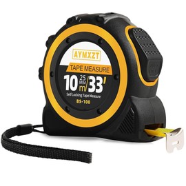 AYMXZT 33 FT Tape Measure with Fraction, Easy to Read, Self-Locking Heavy Duty Measuring Measure Tape for Construction, Carpentry and DIY Projects