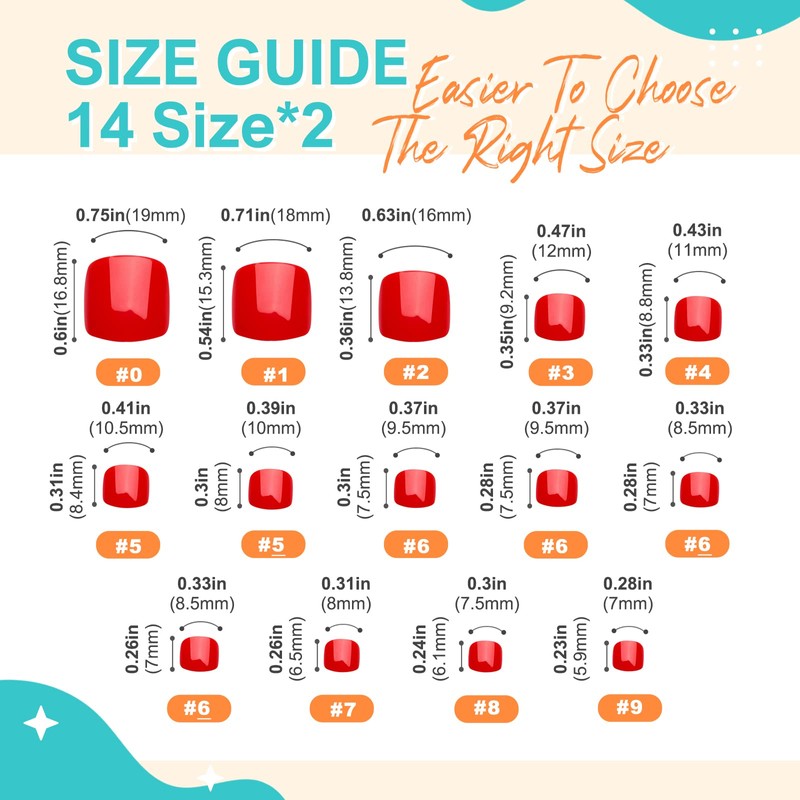 Artquee Solid Red Press on Toenails Short Fake Toe Nails