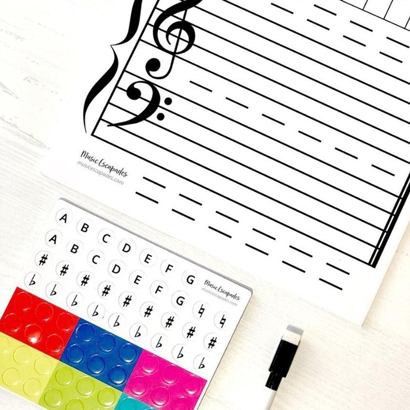 Hopowa Music Whiteboard with Dry Erase Marker and 70 Pieces