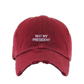 Not My President Vintage Baseball Cap Embroidered Cotton Adjustable Distressed Dad Hat Maroon