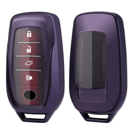 Full Protection TPU Key Fob Cover Case fit for Toyota Venza RAV4 Prime Fortuner Land Cruiser Highlander Keyless Entry Key Accessories (Dark Purple)