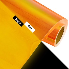 KISSWILL Holographic Neon Orange Glow in The Dark iron on Vinyl - 10" x 5 Feet Luminous Chameleon HTV Vinyl Rolls for T-shirts