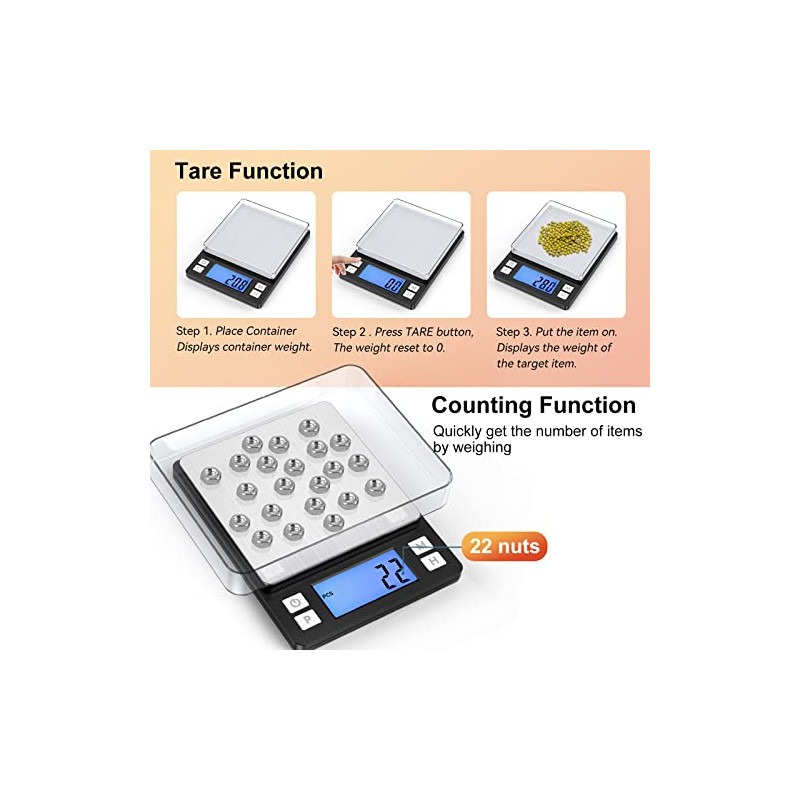 BOMATA Upgraded Small Food Scale, 0.1 g/0.001 oz High Precision,
