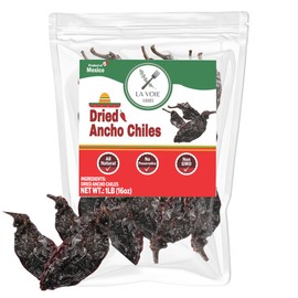 1lb Ancho Chile Peppers Dried Whole Pods – All Natural Mild Spicy with Smoky and Sweet Mexico Chili Flavor. Great for Mexicna Mole, Salsa, Stews and Cooking with Pobano Flavor
