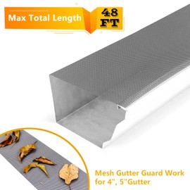 LBG Products Gutter Guards Kit – 48 FT (35 Pack), Works for 4" 5" 6" Gutter Sizes Gutter System, Universal Stainless Steel Mesh Gutter Guard Gutter Covers with Screws Included,Easy Installation,Grey