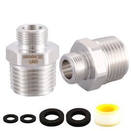 304 RV Faucet Adapter（Lead-Free）, 1/2 to 3/8 reducer faucet adapter - Stainless Steel 3/8 Compression Fittings, Water Supply Fitting for RV Kitchen Piping, (Set of 2)