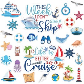 Berocia 27pcs Cruise Door Decorations Magnetic for Fridge Car Laptop Large Nautical Funny Carnival Cabin
