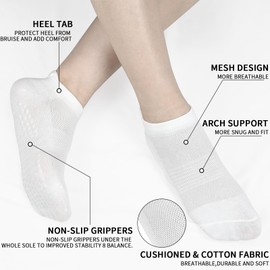 Smlper 5 Pairs Yoga Socks 4-8 for Women Non Slip,Pilates Grip Socks for Ballet, Dance, Running, Fitness