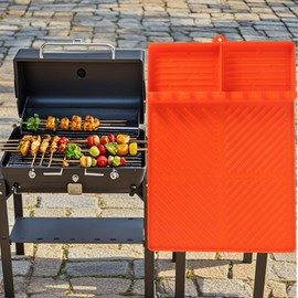 Ulifebetter Silicone Griddle Tools Mat, 16x11.5in Large Grill Spatula Mat Side Shelf Tools Mat Grill Tool Matt Food Grade Griddle Mat Grilling Mat Griddle Spatula Mat Holder for Outdoor Grill(Orange）