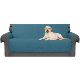CHUN YI Sofa Slipcover Reversible Couch Cover for Dogs Quilted Sofa Cover with Elastic Washable Straps Furniture Protector for Living Room for Cat Pets Kids Children (Sofa, Blue/Teal)