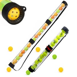 17 Ball Adjustable Pick Ball Catcher，Tennis Tube with Shoulder Strap Adjustable Length Suitable for All Ages, Back and Knee Protection, Detachable Tube,Easy Pickup & Carrying