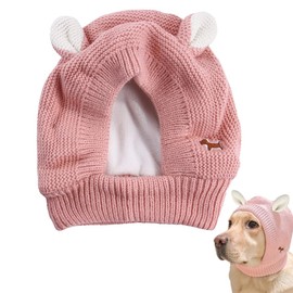 1 Piece Pink Fleece Winter Hat for Pets, Cotton Knitted Hat for Pets, Cute Knitted Hat with Ears for Medium Dogs, Large Dogs and Cats