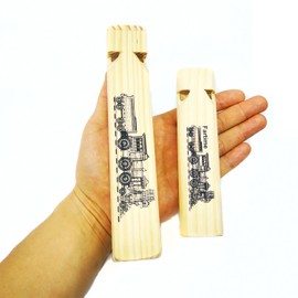 Fartime 2PCS-Wooden Train Whistle Musical Toy for Kids—4 Tones 7.4" Long and 2 Tones 5.5" Long