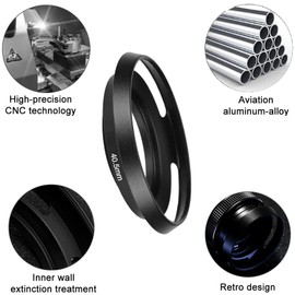 Metal 40.5mm Lens Hood and lens Cap Compatible for Sony Alpha A6600 A6400 A6300 A6000 kit E-mount 16-50mm Lens, for Nikon 1 Nikkor 10-30mm Lens (1+1 Pack)