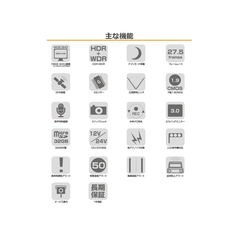 MIRUMO DRC-35STA2 Dash Camera, 4 Megapixels, 2 Camera, Orbis Supported,