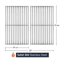 Hongso Stainless Grill Grate,SUS304,17 3/16 x 13 1/2 inch Each Cooking Grid Grate, for Grill Master 720-0697, Nexgrill and Uniflame Gas Grills (2 Pieces, SCI812)