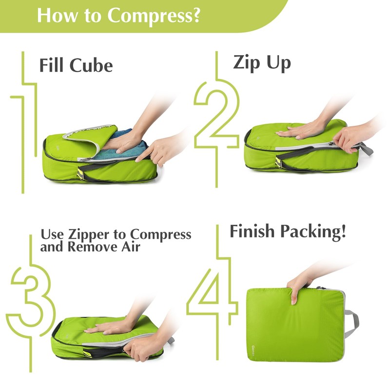 Gonex Compression Packing Cubes Extensible Organizer Bags For Travel Suitcase