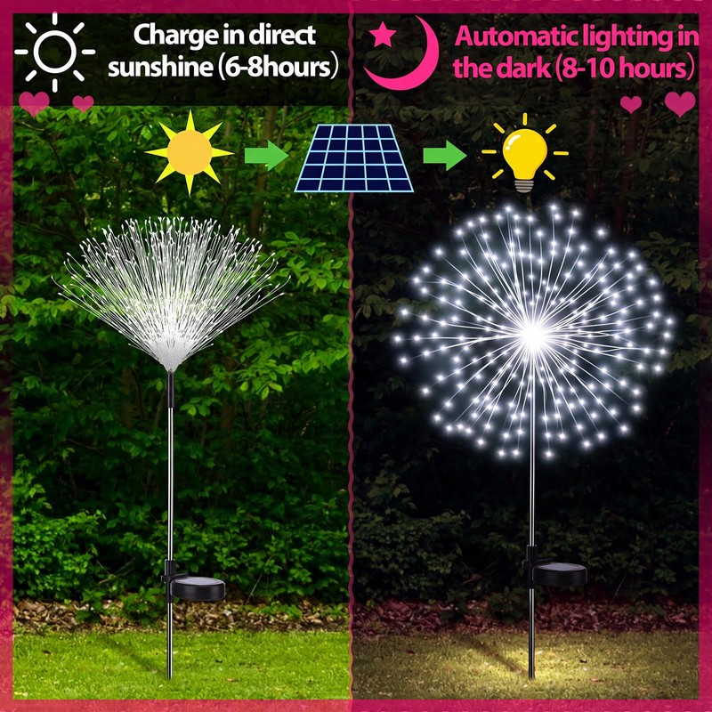 4 Pack Halloween Outdoor Decoration Solar Firework Lights, White