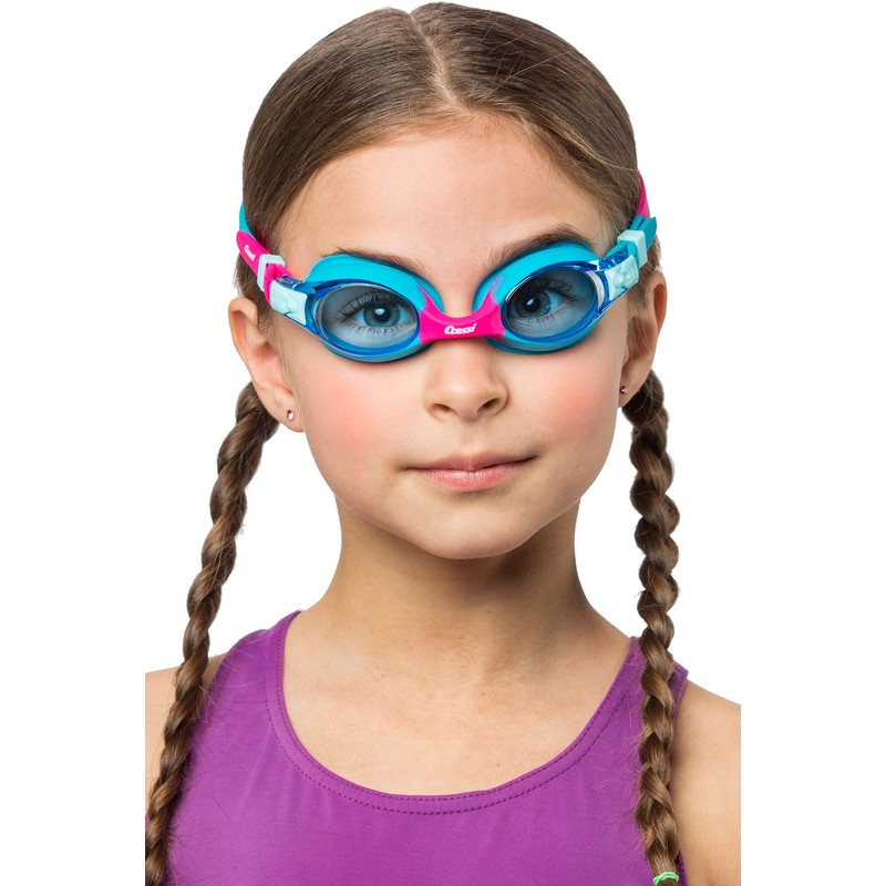 Cressi Dolphin 2.0, Azure/Rosado, Clear Lens, Goggles De Natación Juventud