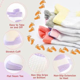 HYCLES Baby Non-Slip Grip Socks Toddler Anti Skid Socks With Grippers Infant Newborn Cotton Ankle Socks for girls boys 12 Pairs 1-3 Years