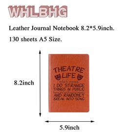WHLBHG Theatre Life Leather Journal Notebook Theater Life Gifts Comedy Tragedy Mask Theatre Drama Bag Drama Actor Actress Gifts (Theatre Life)