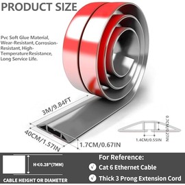 Canaleta Pvc Para Cable 40x17mm X 3 Metro,Canaletas para Cableado Pared,Cubre Cables para Suelo Adhesiva,Protege Cables y Previene Tropiezos Ideal para Hogar,Oficinas,Comercios,Garajes,Gimnasio