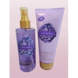 VICTORIA'S SECRET LOVE SPELL BODY MIST 8.4 OZ & HAND AND BODY CREAM 6.7 OZ 2PCS