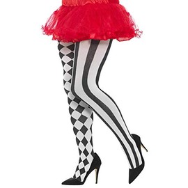 Smiffys Women’s Harlequin Tights, White and Black, Large/X-Large