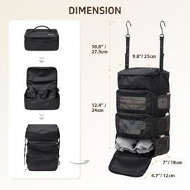 GOLF QUALITY Multi-layer storage bag Casual simple Luggage Packing Organizer with Hook,Clothing Underwear Bag,Carry On Closet,Classic black