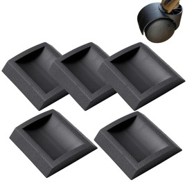 NOELAMOUR Caster Stopper Rubber Chair 5 Pcs Gaming Chair Fixed Sliding Wheel Stopper Universal Chair Mat (Black)