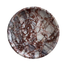 StonePlus Natural Marble Vanity Tray, Perfume Jewelry Tray, Round Ottoman Tray for Drinks, Coffee Table, Home Decorative (Calacatta Red, 9.84Dx1.18H)