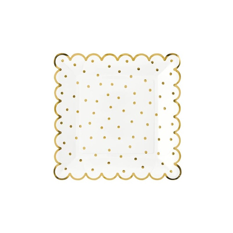 Slant Collections 8-Count Disposable Dinner Size Square Scalloped Paper Plates,