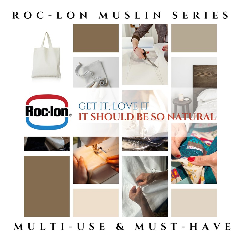 ROC-lon 47/48" 100% Cotton Nature Premium Quality Muslin Unbleached, Cut