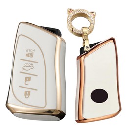 TECART Key Case Cover Fit for Lexus ES350 ES300h Soft TPU Keychain Key Fob Key Shell Box Accessories Protector 4 Button White