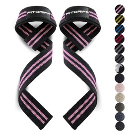 Fitgriff® Lifting Straps (Padded) for Strength Training, Bodybuilding, Fitness - Deadlift Straps - Lifting Straps - for Women and Men (Black/Pink, XS)