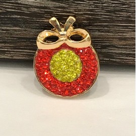 NOOSA 18mm Snap Bead - Gold Metal Wreath with Red and Yellow Gold Crystals - Christmas