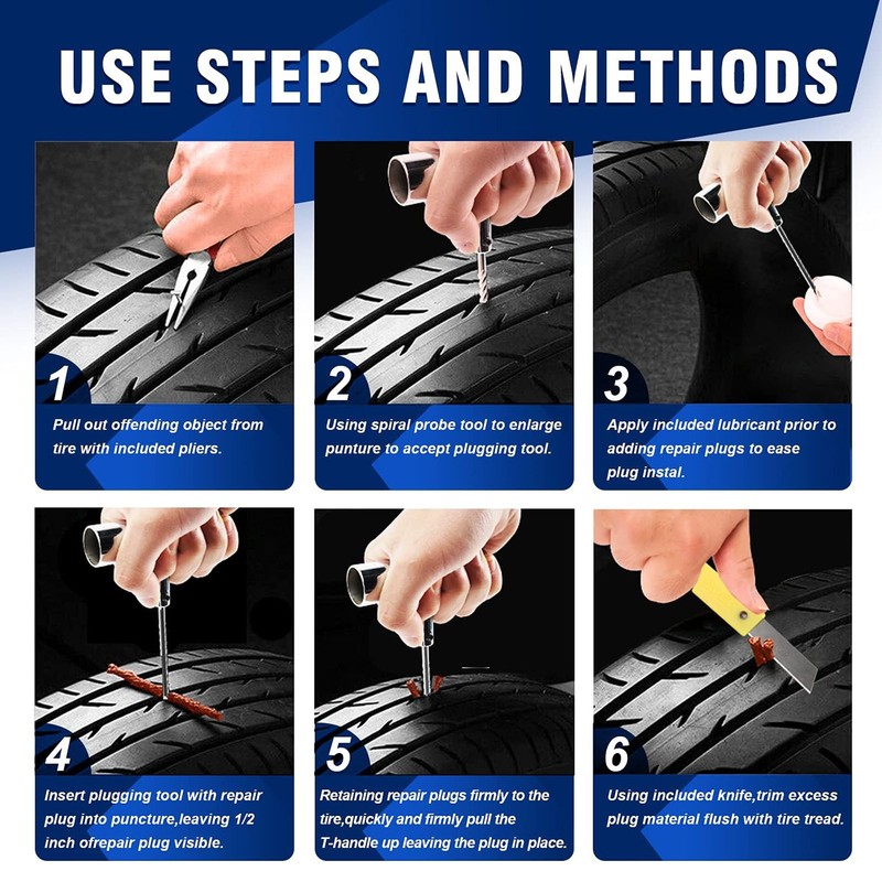 Tire Repair Kit Heavy Duty Tire Plug Kit Universal Tire
