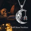 MONGAS Skull Necklace Sterling Silver Skull Moon Pendant Gothic Jewelry