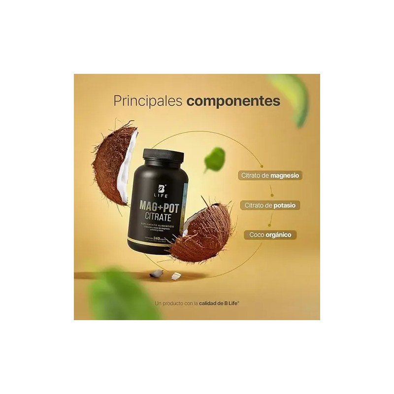 Citrato De Magnesio/potasio 240 Caps. Mag+pot Citrate B Life Sabor