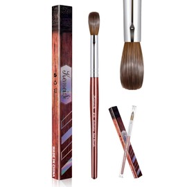 Acrylic Nail Brush Size 16,KEMEISI 100% Pure Kolinsky Nail Art Brushes Wood Handle Oval Shaped Acrylic Powder Nail Design Tools for Professional Manicure DIY Home Salon (Red)