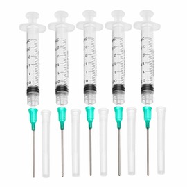 Dispensers Applicator Syringes Set, 5 Pack 3ml Dispensing Syringes With Dispensing Needles and Caps for DIY Quilling, Acrylic Painting, Oiler Bottle, Craft, Artwork Hobbies