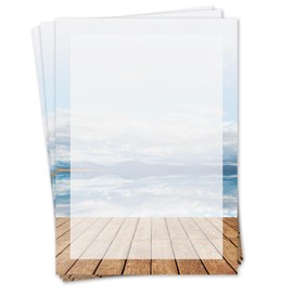 Love. Panorama Motif Detail Writing Paper PAPER, Writing Paper – Writing Paper – 50 Sheets of A4 DV _ 197 | View Lake Landscape Wide, Water, Sky, Wooden, Bridge, Tower, Invitation, Thank You, Congratulations Love Letters