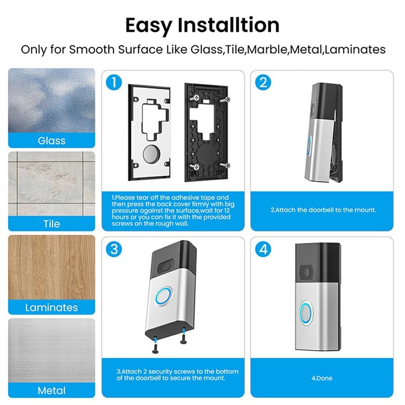 SUIOPPYUW Ring Doorbell Mount Holder Renter Friendly No Drill Installation