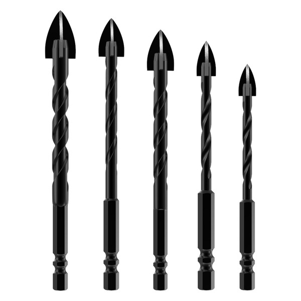 HUHAO 5pc Masonry Drill Bit Set,Concrete Drill Bit Set for