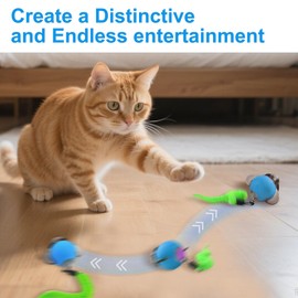 Kinizuxi Interaktives Hundespielzeug, Katzenball mit Federschwanz, 2025 Newly Firefly bewegungsaktiviert, automatisches Rollball, Spielzeug, wiederaufladbar, 3 Modi, Hundebälle für Hunde und Katzen