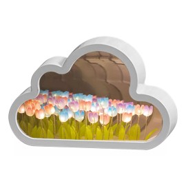 L&T Lámpara De Noche Flor Tulipanes Nube Con Espejo Romántica
