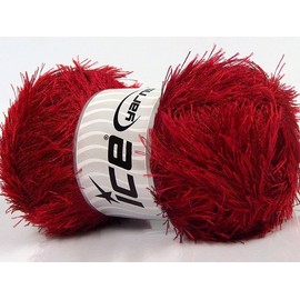 Ice Yarns Dark Red Eyelash Yarn - 100 Gram (3.53 Ounces) 164 Yards (150 Meters), Polyester