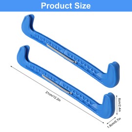 DELAESI Ice Skate Guards 1 Pair Ice Skate Blade Covers Adjustable Ice Skate Covers with Spring Ice Skating Accessories Figure Skating Guard for Most Ice Skate Sizes (Blue)