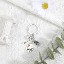 Cute Painter's Keyring, Cute Pallet Design, Metal Keyring, Gift for Painting Lovers, Gift for Friends, Cute and Exquisite Keyring, silver, S