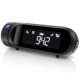 CSL - DAB Plus Radio - Clock Radio Projection Alarm Clock Digital - DAB/DAB+ / FM Radio with 20 Memory Slots Each - Charging Output - 4 Brightness Levels - Dimmable Projection